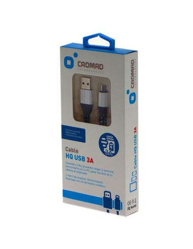 CABLE HQ USB A MICRO USB 1 METRO 3A PLATA CROMAD