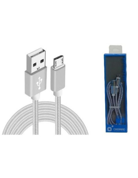 CABLE USB A MICRO USB METAL PLATA CROMAD