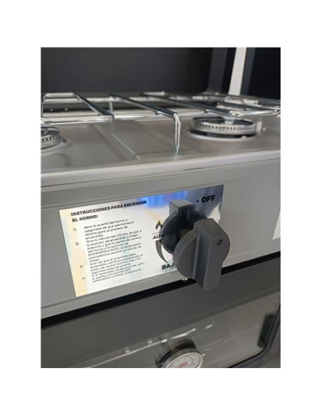 COCINA 2 FUEGOS CON TAPA + HORNO DE GAS CON SISTEMA DE SEGURIDAD MUVIP