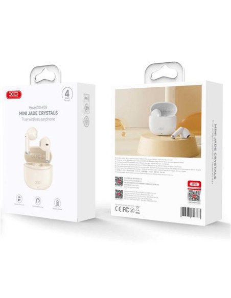 AURICULARES BLUETOOTH TWS X33 BEIGE XO