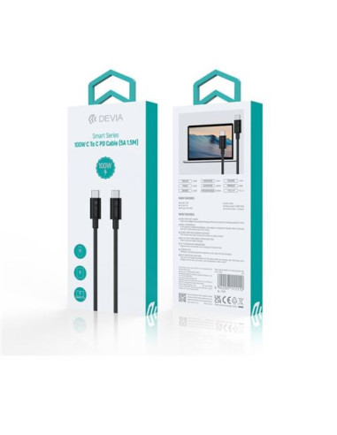 CABLE USB TIPO C A TIPO C 1.5M 100W DEVIA
