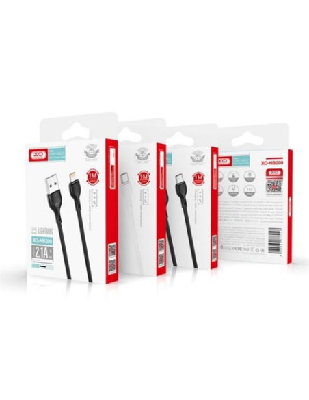 CABLE 2.1A USB A LIGTHNING 1 METRO NEGRO NB200 XO