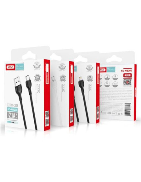 CABLE 2.1A USB A LIGTHNING 2 METROS BLANCO NB200 XO