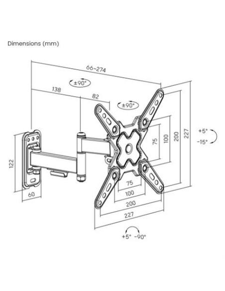 SOPORTE CON BRAZO TV 13-43 DOBLE EXTENSION CROMAD