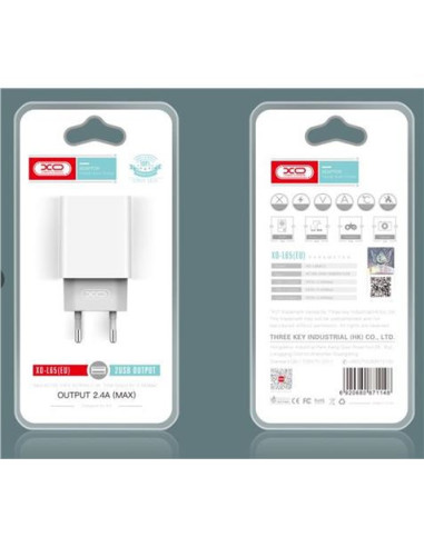 CARGADOR DE CORRIENTE L65 2.4A | 2XUSB | XO