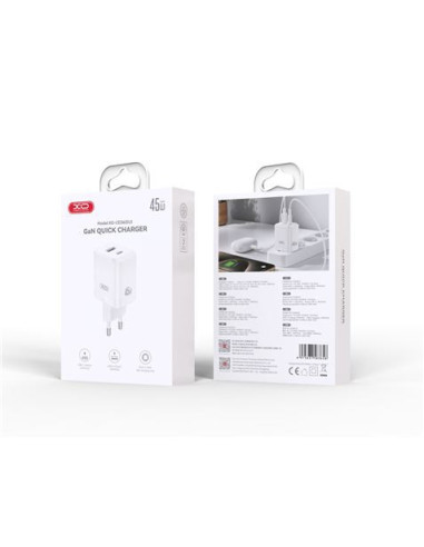 CARGADOR USB+USB-C 45W CE36 BLANCO XO