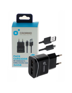 PACK CARGADOR CORRIENTE 2.1A + CABLE MICRO USB CROMAD
