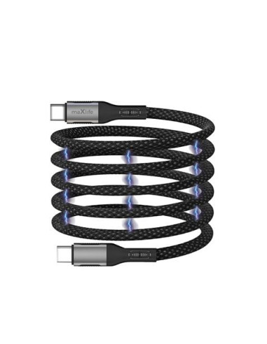 CABLE NYLON TIPO C A TIPO C MAGNETICO 100W 1M NEGRO MAXLIFE