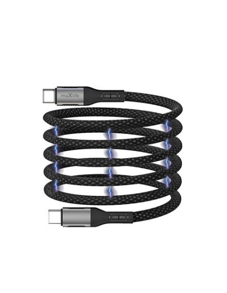 CABLE NYLON TIPO C A TIPO C MAGNETICO 100W 1M NEGRO MAXLIFE