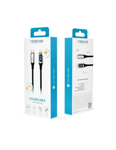 CABLE TIPO C A TIPO C LCD 100W 1M NEGRO FOREVER