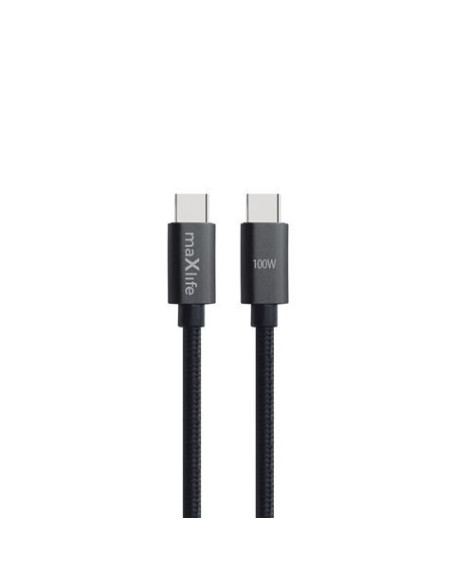 CABLE TRENZADO TIPO C A TIPO C 100W 1M NEGRO MAXLIFE