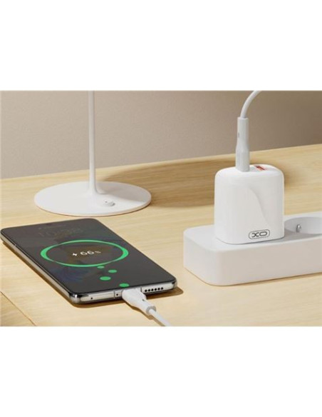 CARGADOR USB+USB-C 20W L158 CON CABLE TIPO C BLANCO XO
