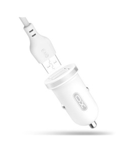PACK CARGADOR MECHERO TZ08 2.1A + CABLE TIPO LIGHTNING BLANCO XO