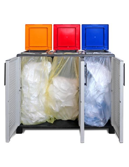 ARMARIO PARA RECICLAJE 3 COMPARTIMIENTOS 1020X370X840MM ARTPLAST