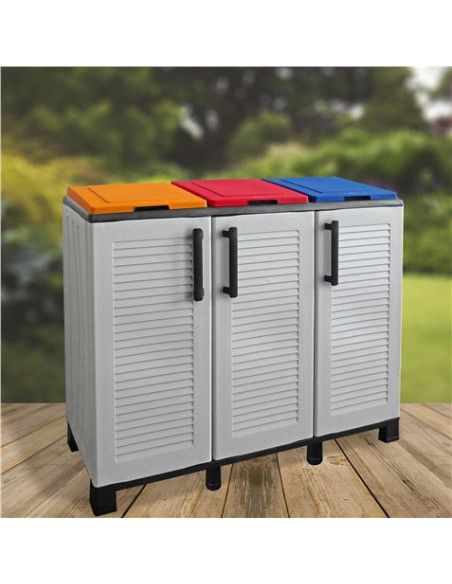 ARMARIO PARA RECICLAJE 3 COMPARTIMIENTOS 1020X370X840MM ARTPLAST