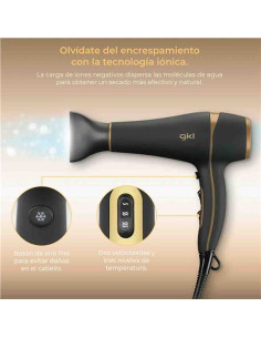 SECADOR DE PELO IONICO PROFESIONAL 2200W NEGRO Y DORADO GKL 2