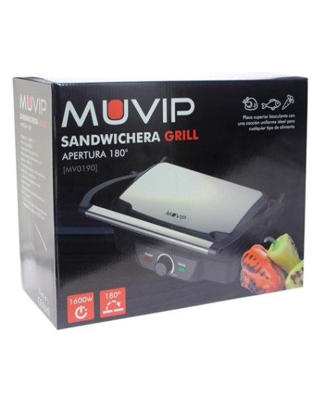 SANDWICHERA GRILL INOXIDABLE 1600W 180º MUVIP