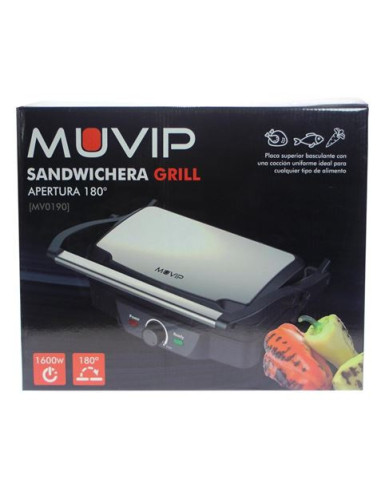 SANDWICHERA GRILL INOXIDABLE 1600W 180º MUVIP