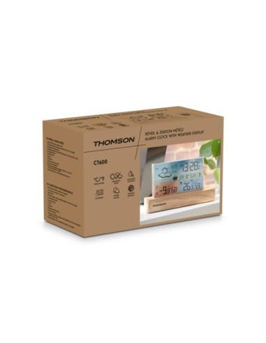 ESTACION METEOROLOGICA CON RELOJ DESPERTADOR MADERA/BLANCO THOMSON