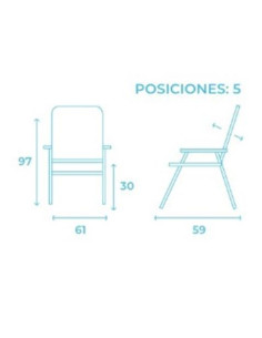 SILLA PLEGABLE 5 POSICIONES ALUMINIO 59X61X97 CON ASA 2