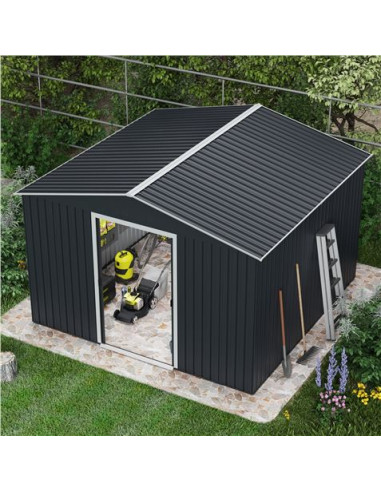 CASETA DE METAL | PUERTAS CORREDERAS 300X304.5X214.5CM (9.14M2) ANTRACITA