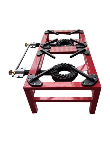FOGÓN / HORNILLO DE GAS REFORZADO ALTA POTENCIA 2 FUEGOS 80X40CM MUVIP