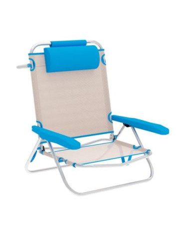 SILLA PLEGABLE 5 POSICIONES ALUMINIO 65.5X44X82CM CON COJÍN Y ASA