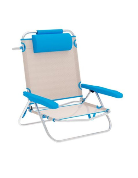 SILLA PLEGABLE 5 POSICIONES ALUMINIO 65.5X44X82CM CON COJÍN Y ASA
