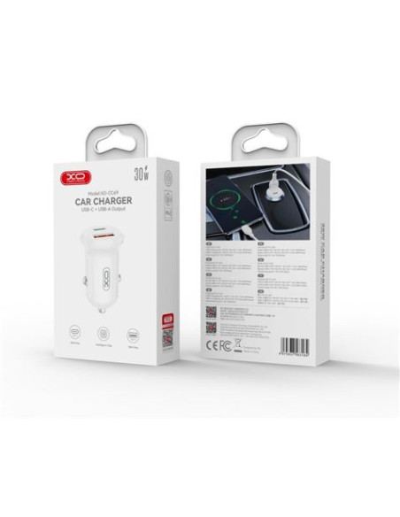 CARGADOR COCHE 2USB 30W BLANCO XO