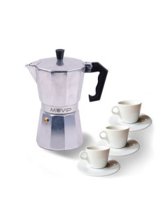 CAFETERA 3 TAZAS ALUMINIO ANTIADHERENTE MUVIP