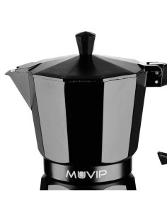 CAFETERA 3 TAZAS ALUMINIO NEGRO MATE ANTIADHERENTE MUVIP 2