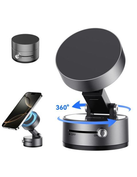 SOPORTE COCHE SMARTPHONE POR VACIO / MAGNETICO C170 NEGRO XO