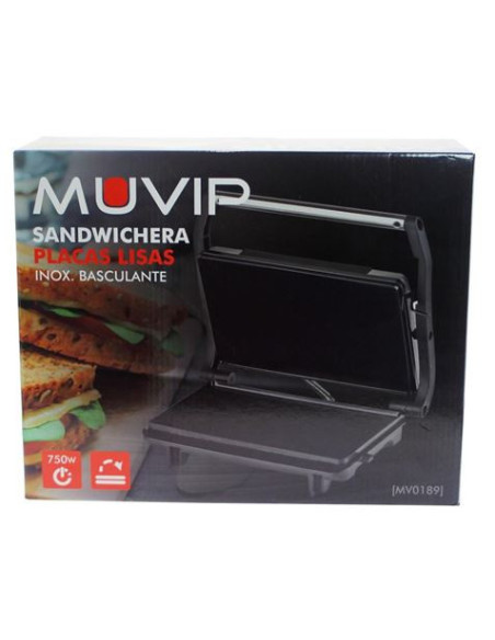 SANDWICHERA INOX PLACA LISA 750W MUVIP