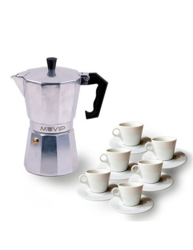 CAFETERA 6 TAZAS ALUMINIO ANTIADHERENTE MUVIP