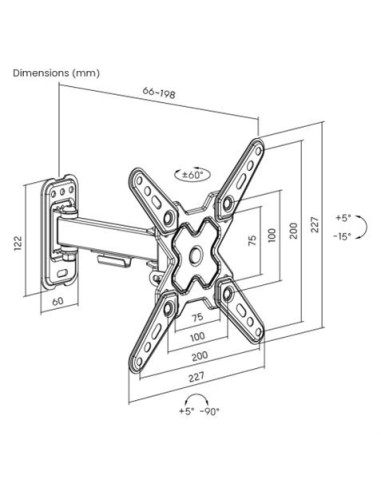 SOPORTE CON BRAZO TV 13-43 UNA EXTENSION CROMAD