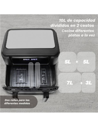 FREIDORA DE AIRE 10 LITROS 2800W CUBETOS FLEXIBLES GRUNKEL