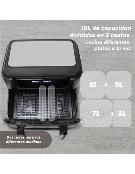 FREIDORA DE AIRE 10 LITROS 2800W CUBETOS FLEXIBLES GRUNKEL