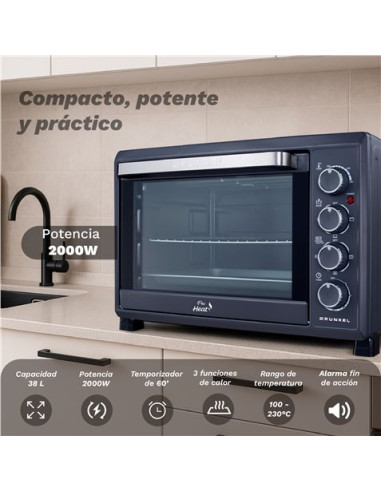 HORNO ELECTRICO CONVECCION 38 LITROS 2000W HR-38PRO GRUNKEL