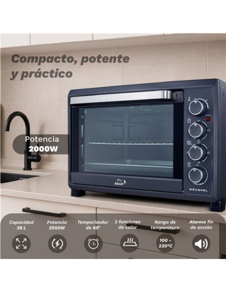 HORNO ELECTRICO CONVECCION 38 LITROS 2000W HR-38PRO GRUNKEL