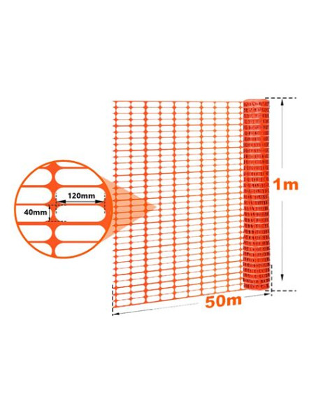 MALLA DE SEÑALIZACIÓN NARANJA 80GRS/M2 1X50 METROS SUNGARDEN