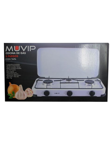 COCINA DE GAS 3 FUEGOS BLANCA MUVIP