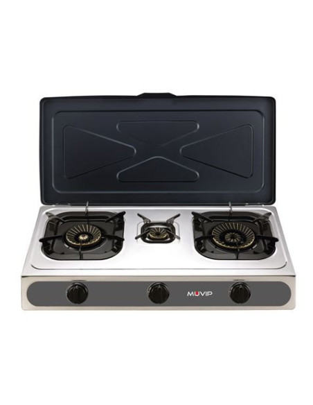 COCINA GAS INOX 3 FUEGOS SERIE STRONG + TAPA MUVIP