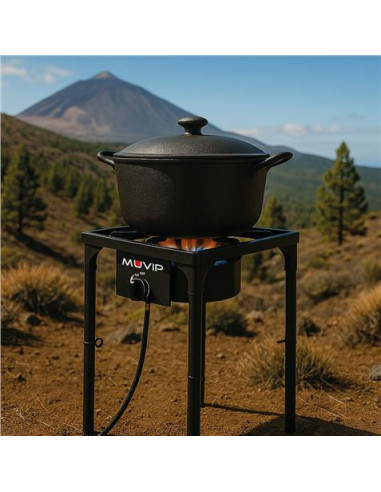 FOGÓN DE GAS ALTA POTENCIA 1 FUEGO 40X40CM AJUSTABLE 3 ALTURAS MUVIP