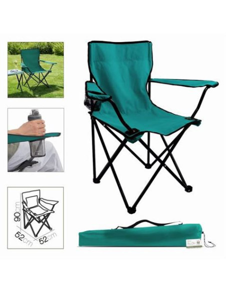 SILLA CAMPING PLEGABLE 52X52X90CM TURQUESA