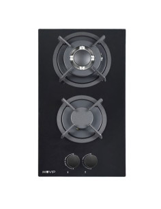 PLACA A GAS PARA ENCASTRAR 2 FUEGOS CRISTAL NEGRO MUVIP 2