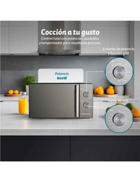 MICROONDAS CON GRILL 20 LITROS 800W CON ESPEJO GRUNKEL