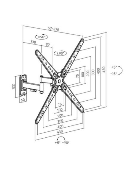 SOPORTE CON BRAZO TV 13-55 DOBLE EXTENSION CROMAD