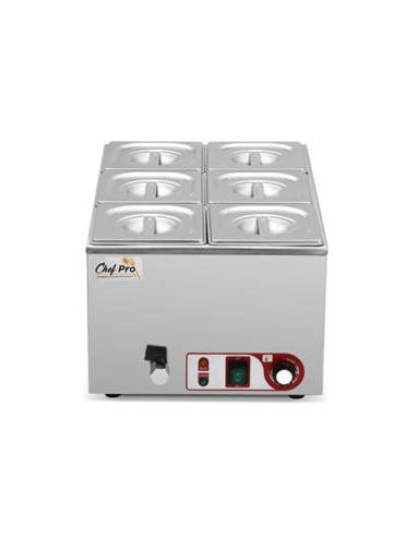 BAÑO MARIA INDUSTRIAL 6 CUBETAS 1200W CHEF PRO