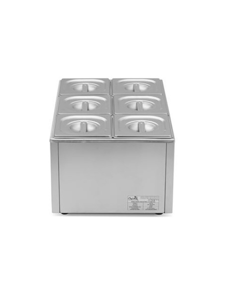 BAÑO MARIA INDUSTRIAL 6 CUBETAS 1200W CHEF PRO