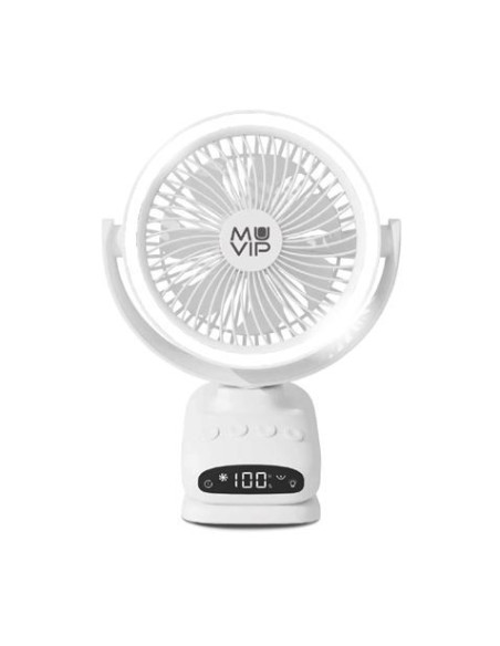 VENTILADOR PORTATIL TIPO CLIP 6 OSCILANTE CON LUZ LED Y BATERÍA MUVIP